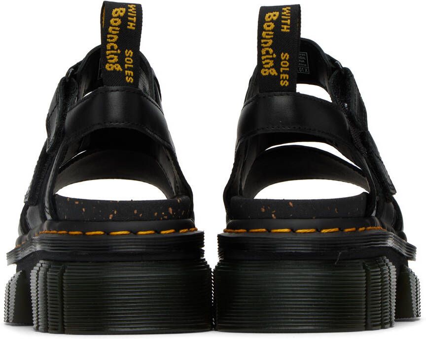 Dr. Martens Black Ricki 3-Strap Flat Sandals
