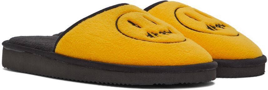 drew house SSENSE Exclusive Yellow & Black Painted Mascot Slippers