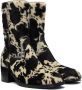 Dries Van Noten Black & White Cow Print Zip Up Boots - Thumbnail 4