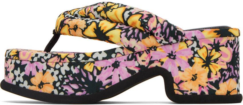 Dries Van Noten Black Floral Platform Heeled Sandals