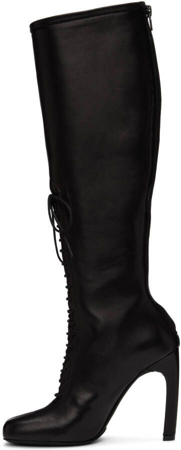 Dries Van Noten Black Lace-Up Tall Boots