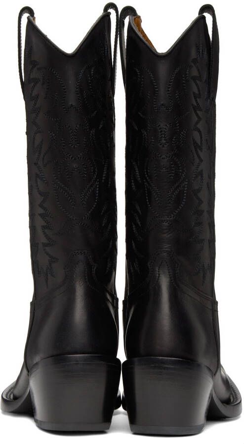 Dries Van Noten Black Leather Cowboy Boots