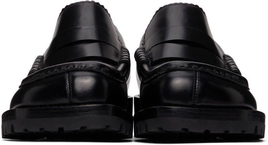 Dries Van Noten Black Polished Leather Loafers