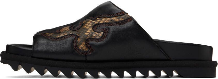 Dries Van Noten Black Snake-Embossed Sandals