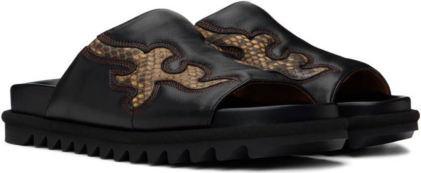 Dries Van Noten Black Snake-Embossed Sandals