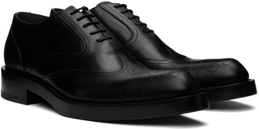 Dries Van Noten Black Topstitched Oxfords