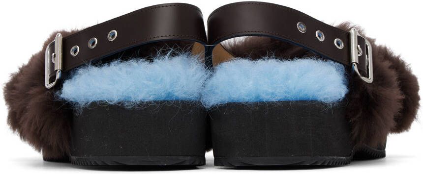Dries Van Noten Blue & Black Furry Sandals