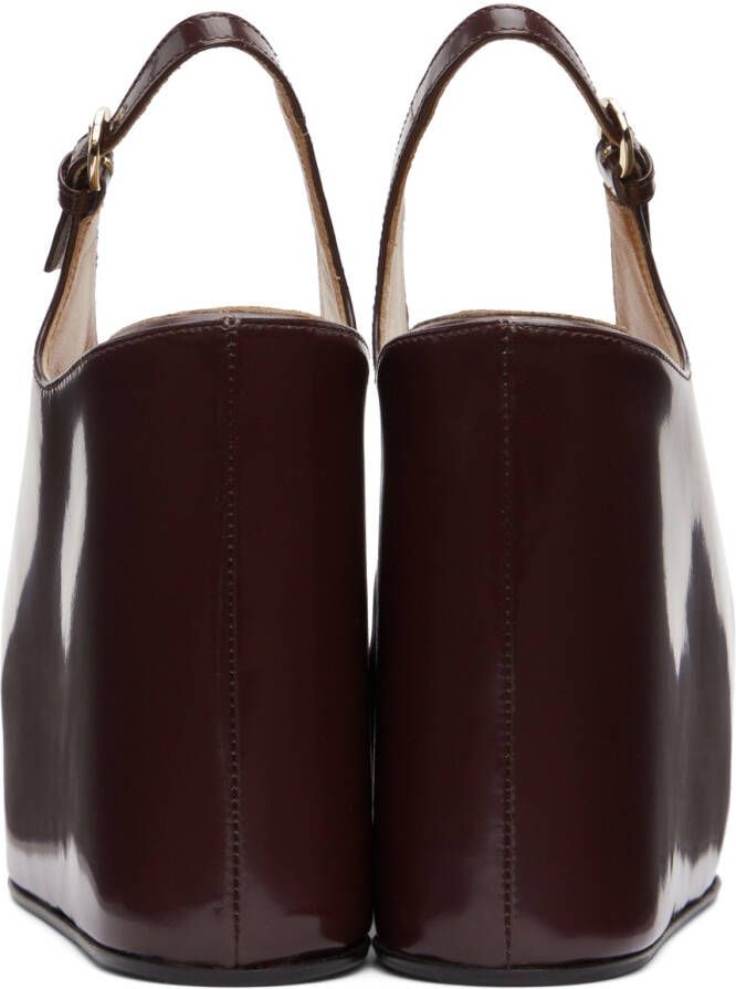 Dries Van Noten Burgundy Leather Wedge Sandals