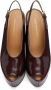 Dries Van Noten Burgundy Leather Wedge Sandals - Thumbnail 5