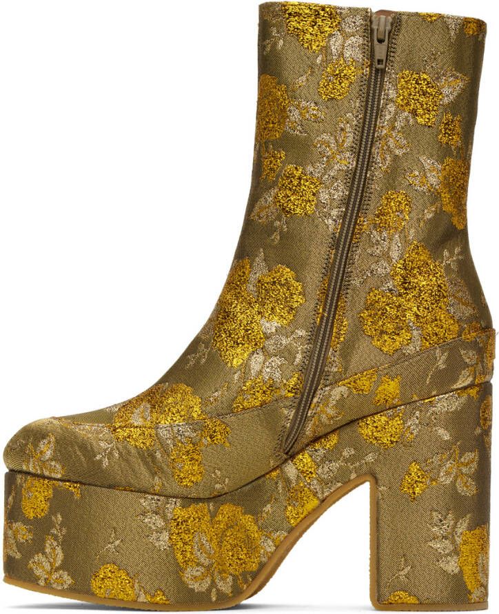 Dries Van Noten Gold Jacquard Boots