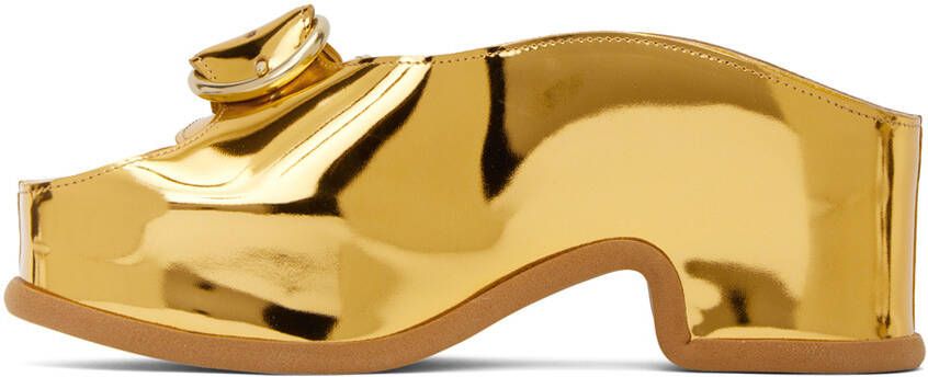 Dries Van Noten Gold Platform Clogs