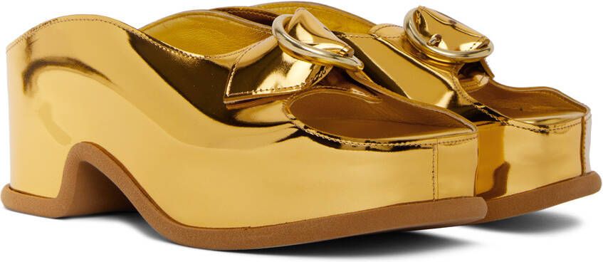 Dries Van Noten Gold Platform Clogs