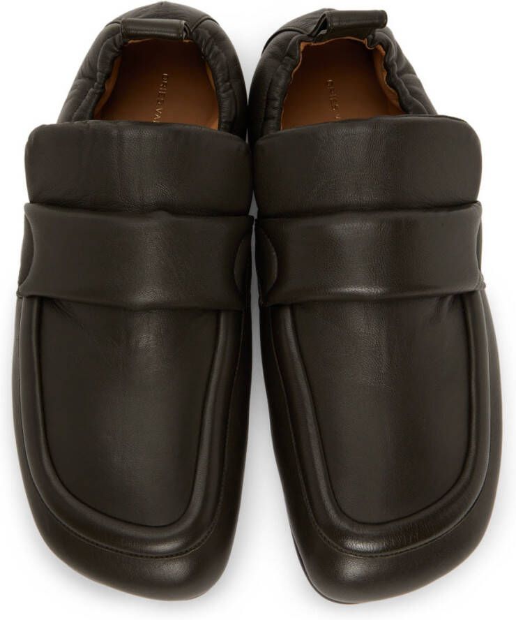 Dries Van Noten Green Leather Padded Loafers