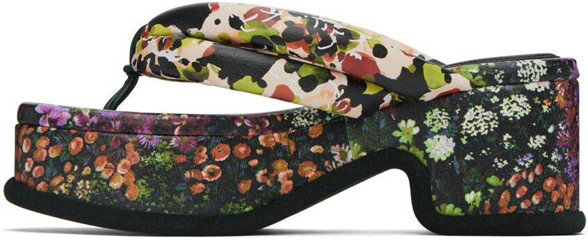 Dries Van Noten Multicolor Floral Platform Heeled Sandals