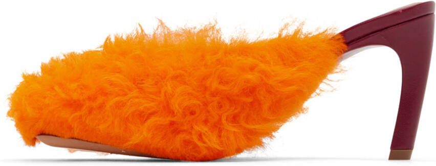 Dries Van Noten Orange Furry Heels