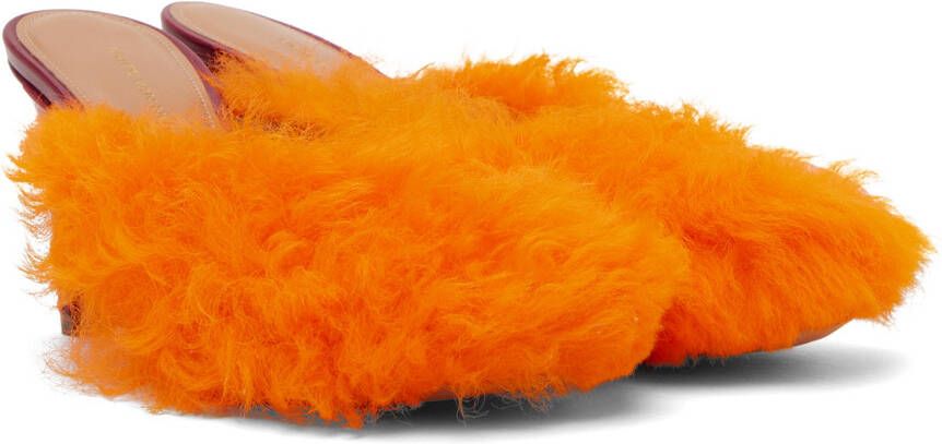 Dries Van Noten Orange Furry Heels