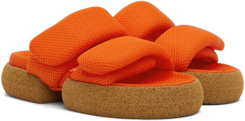 Dries Van Noten Orange Mesh Strap Platform Sandals