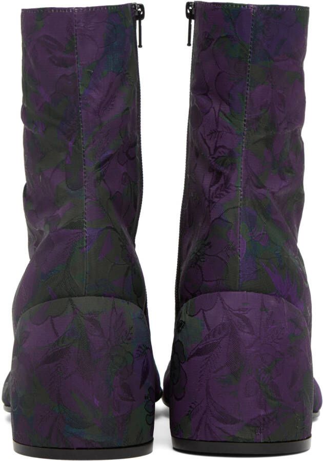 Dries Van Noten Purple Floral Zip Boots