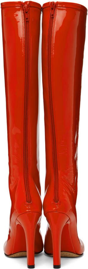 Dries Van Noten Red Lace-Up Tall Boots
