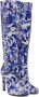 Dries Van Noten White & Blue Structured Tall Boots - Thumbnail 4