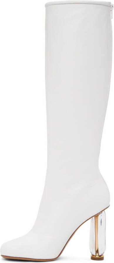 Dries Van Noten White Cylindrical Heel Boots