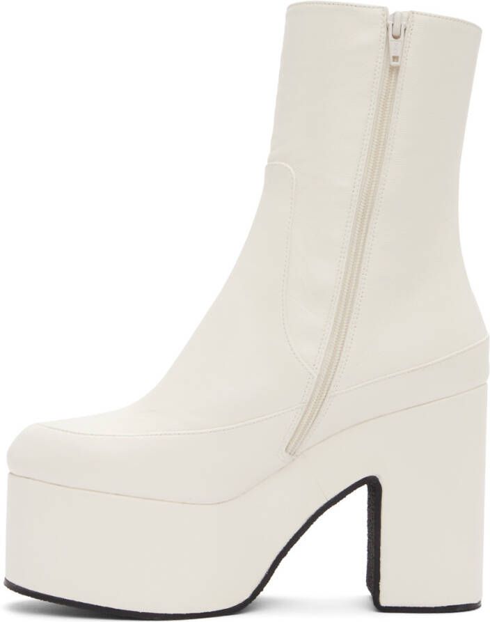 Dries Van Noten White Leather Platform Heeled Ankle Boots