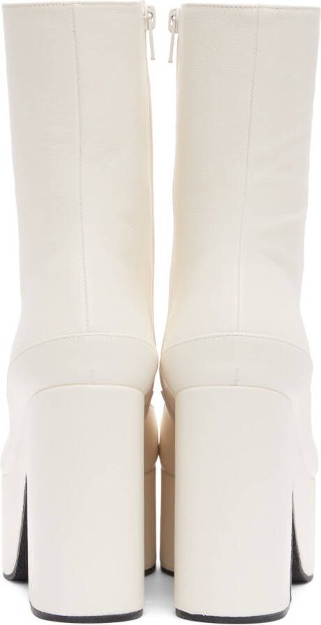 Dries Van Noten White Leather Platform Heeled Ankle Boots