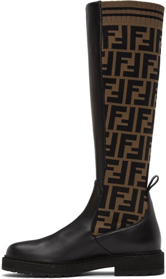 Fendi Brown & Black 'Forever ' Rockoko Tall Boots