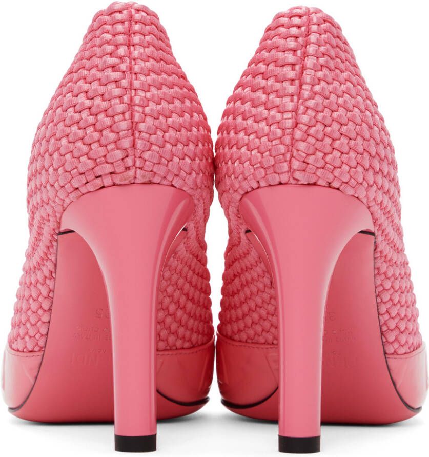 Fendi Pink Knit Stretch Heels