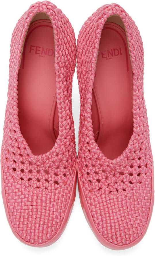 Fendi Pink Knit Stretch Heels