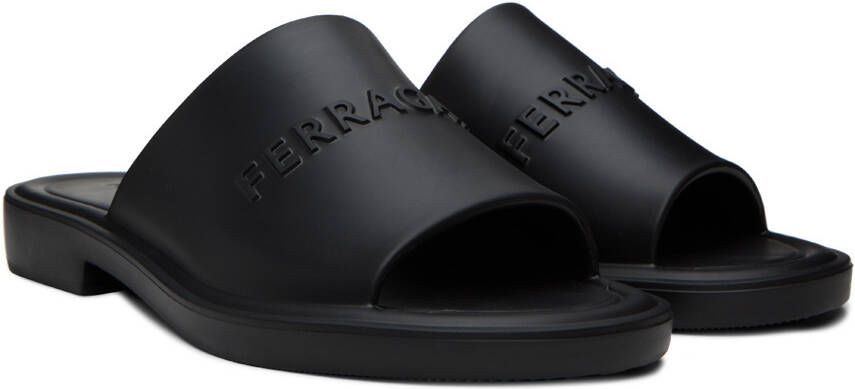 Ferragamo Black Embossed Sandals