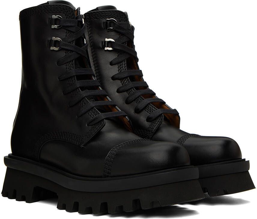 Ferragamo Black Faraway Lace-Up Boots