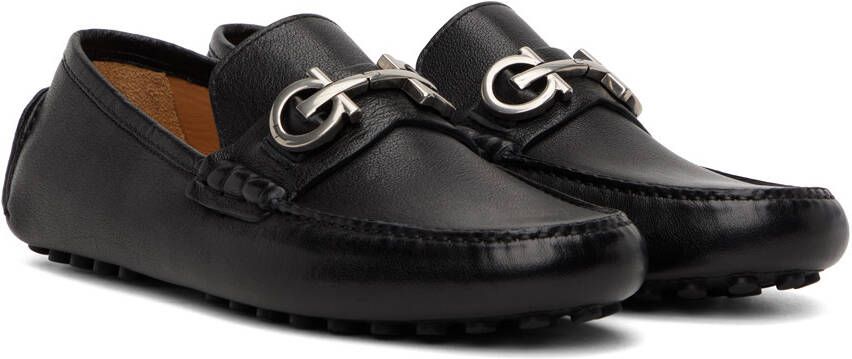 Ferragamo Black Gancini Driver Loafers