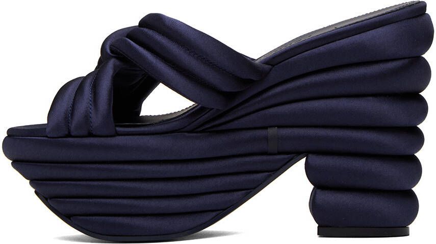 Ferragamo Navy Sculptural Heeled Sandals