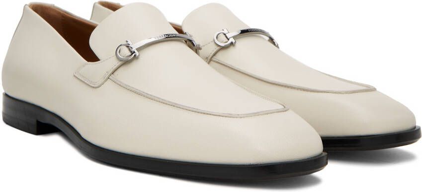 Ferragamo White Gancini Loafers