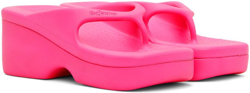 forBitches Pink Platform Flip Flops