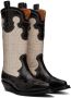 GANNI Black & Off-White Embroidered Western Mid-Calf Boots - Thumbnail 4