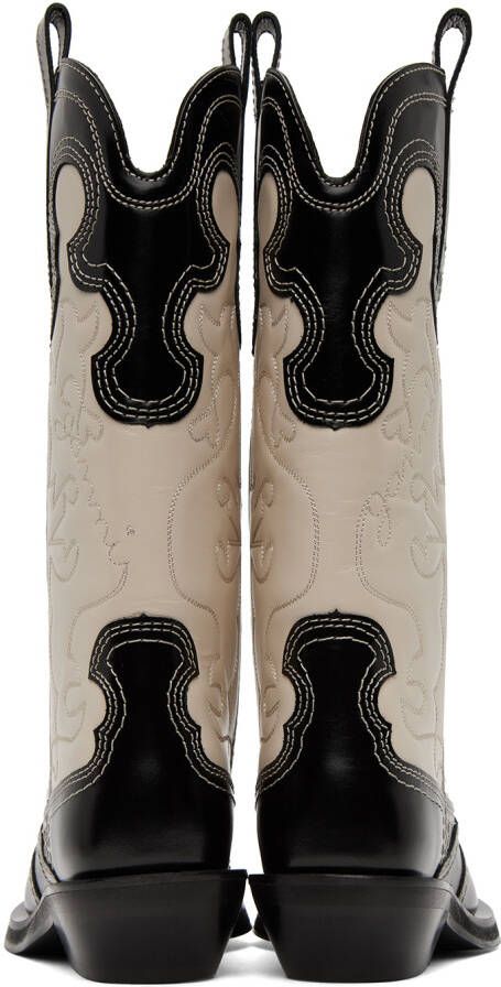 GANNI Black & Off-White Western Boots