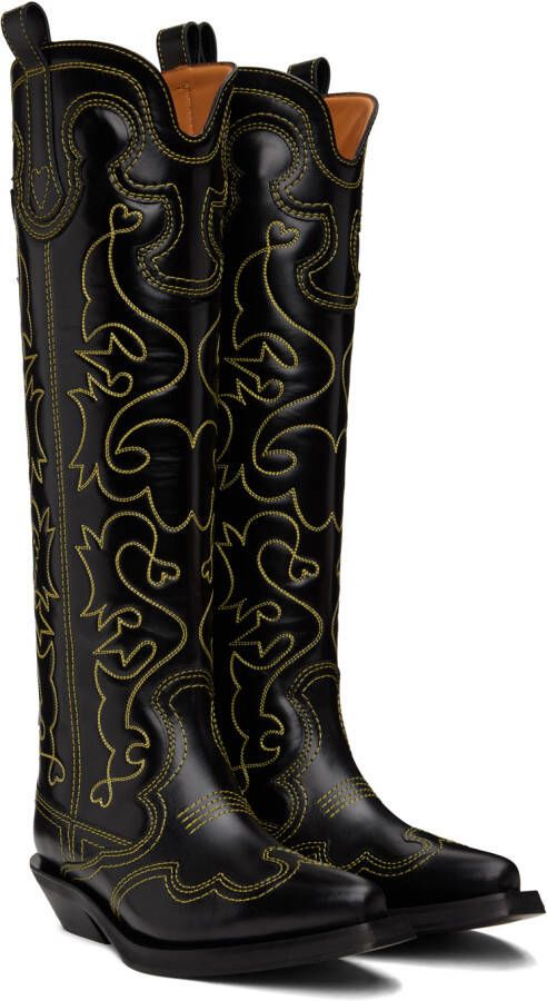 GANNI Black & Yellow Western Tall Boots