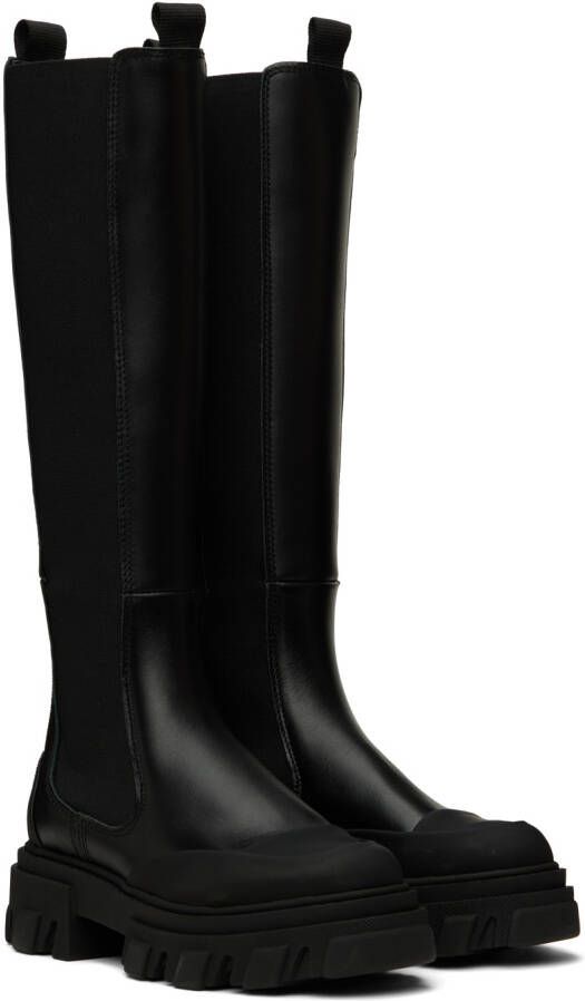 GANNI Black Cleated Chelsea Boots