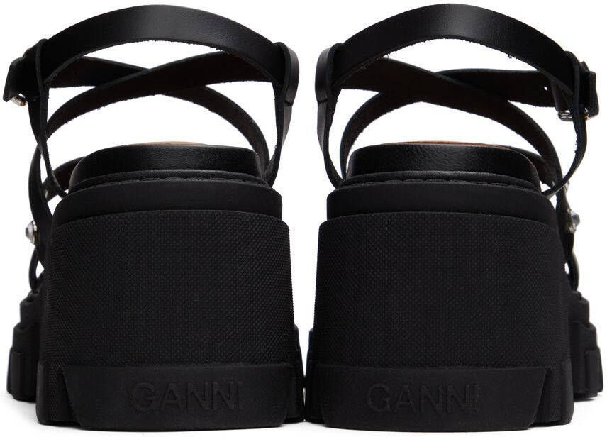 GANNI Black Leather Heeled Sandals