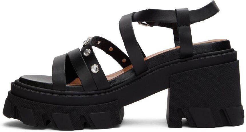 GANNI Black Leather Heeled Sandals