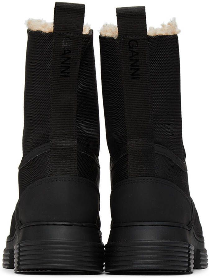 GANNI Black Recycled Mixed Lace-Up Boots