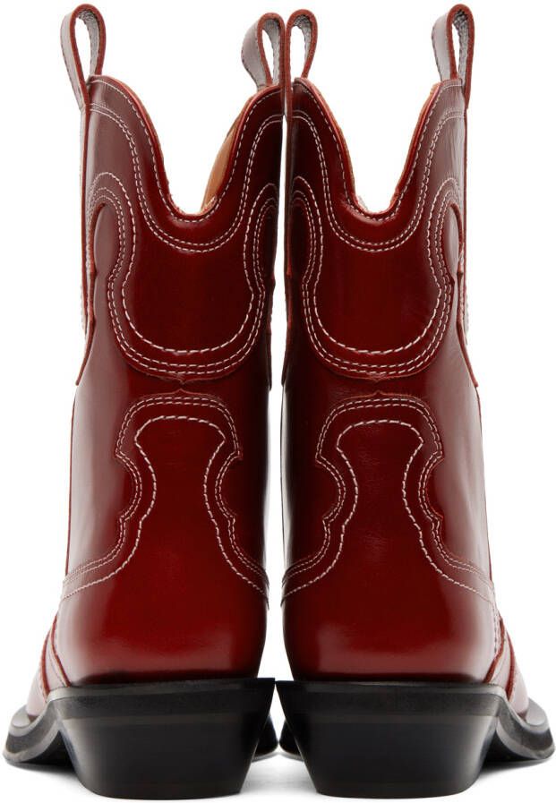 GANNI Burgundy Western Boots