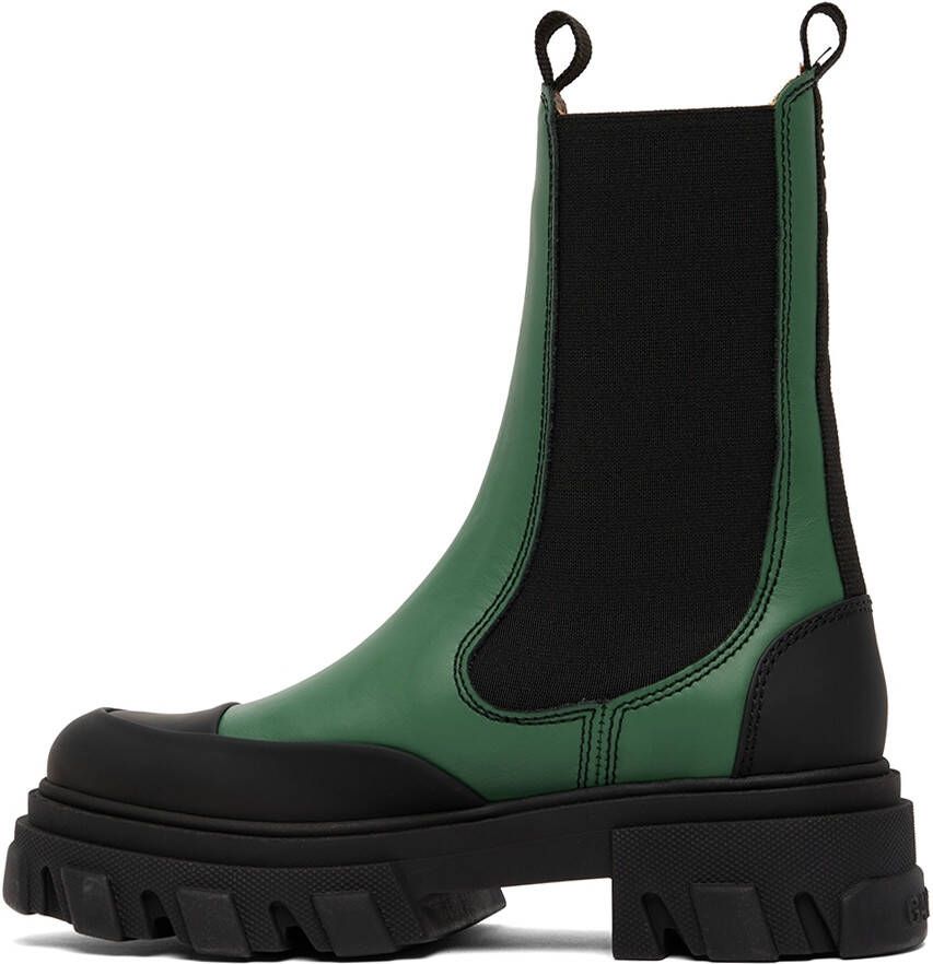 GANNI Green Chelsea Ankle Boots