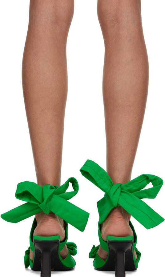 GANNI Green Soft Bow Heeled Sandals
