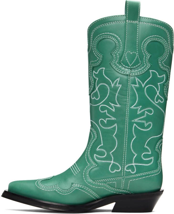 GANNI Green Western Boots