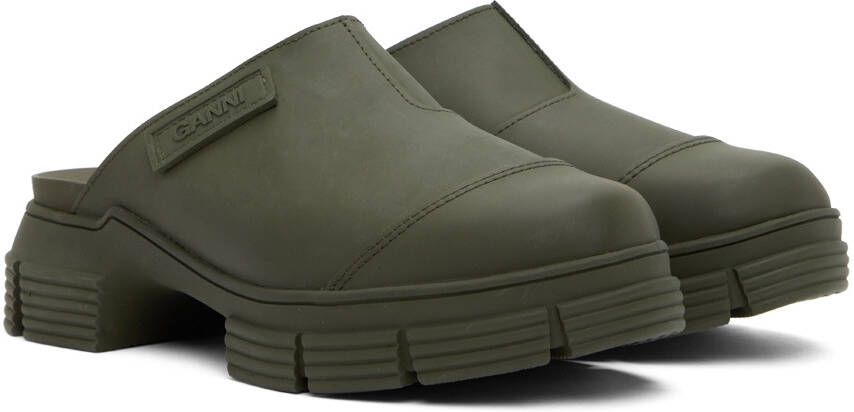 GANNI Khaki City Slippers