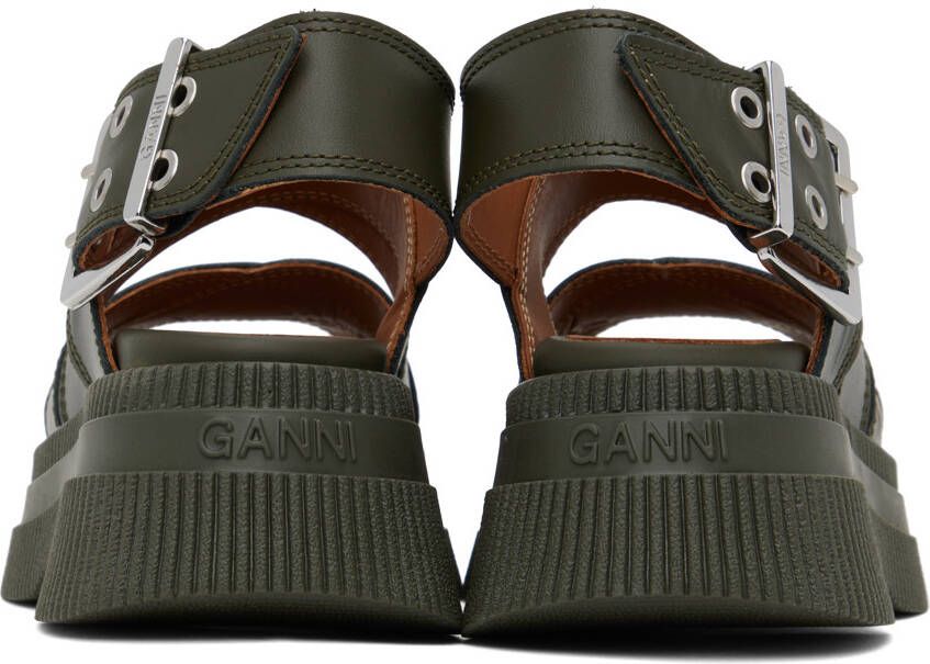 GANNI Khaki Platform Sandals