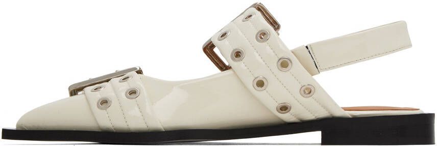 GANNI Off-White Wide Welt Buckle Loafers